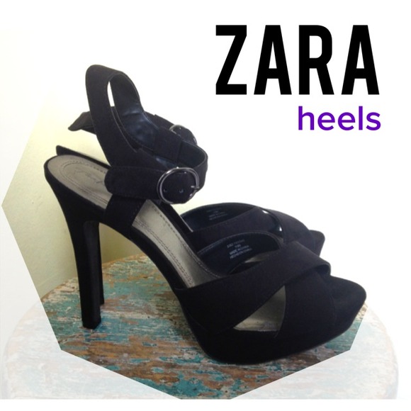 Zara Shoes - zara // suede sandal heels • black