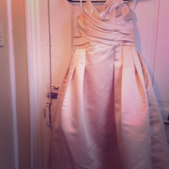 Champagne colored strapless dress