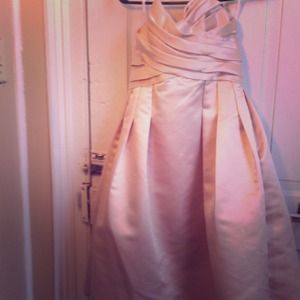 Champagne colored strapless dress