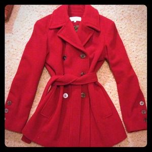 NWOT Calvin Klein GORGEOUS dark red wool coat