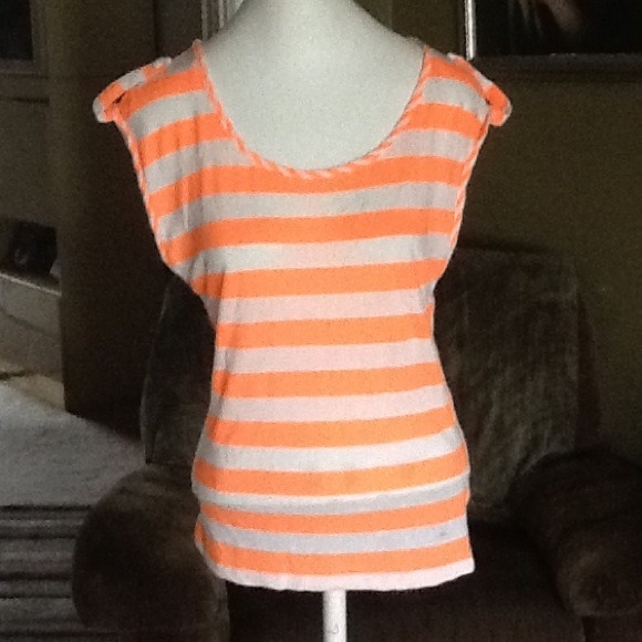 Neon orange striped top