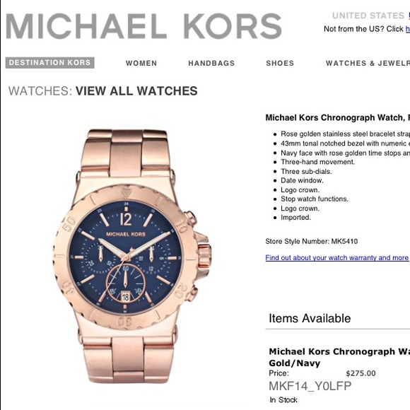 SOLD! Michael Kors Rose Gold Watch negotiable!