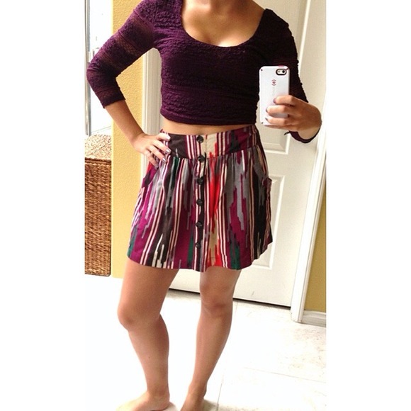 Abstract Circle Skirt w/ Buttons