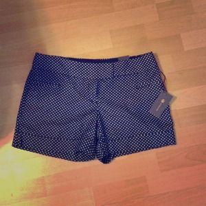 Navy and white polka dot shorts