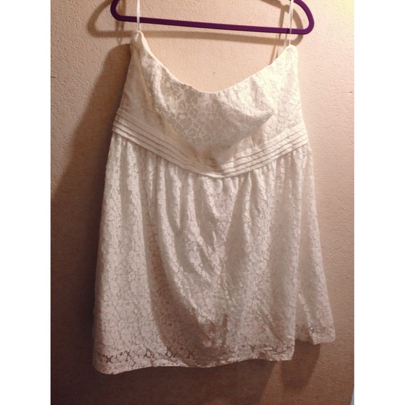 Ivory Strapless Lace Dress