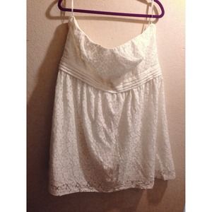 Ivory Strapless Lace Dress