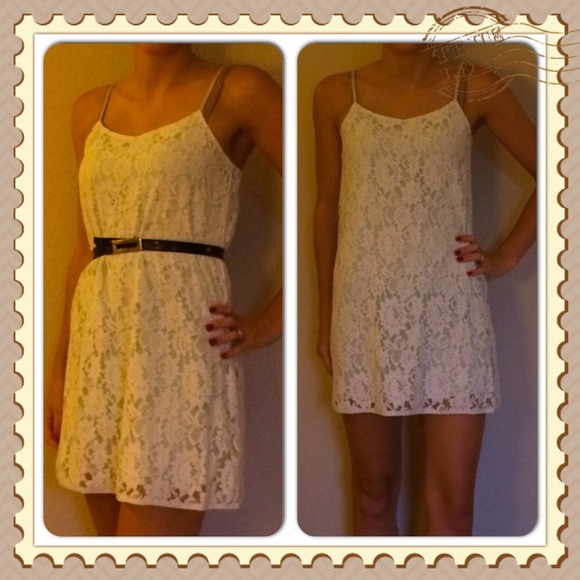 Mint/ white lace baby doll dress