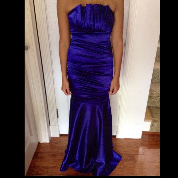 Royal blue satin dress from lord and Taylor - Picture 1 of 1
