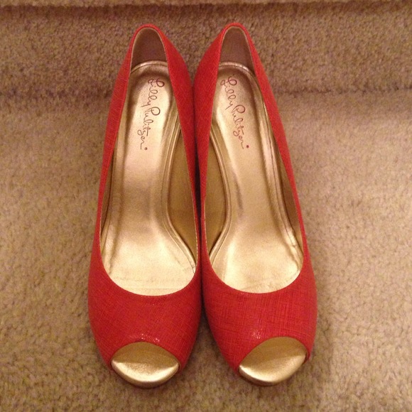 Coral Lilly Pulitzer wedges