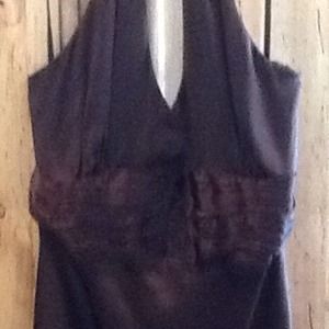 Brown silk cocktail dress.