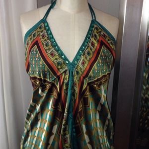 Colorful strappy ankle length dress