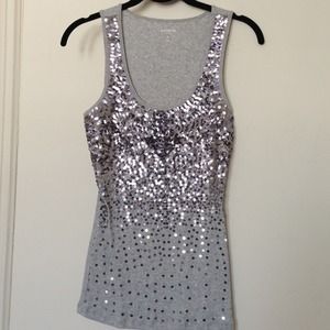 Gray Sequin Tank Top