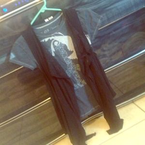 Black laced lined sleeveless cardigan