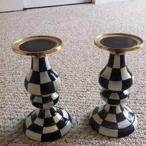 MaCkenzie Childs Set of Pillar Candle Holders