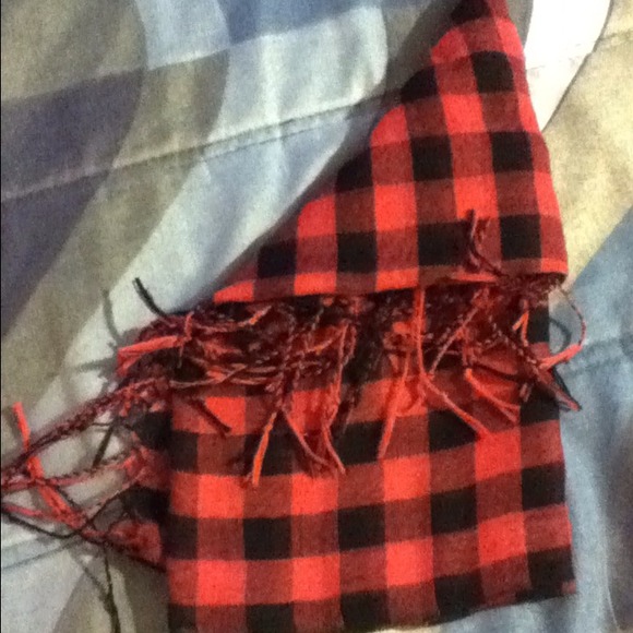 Pink and black plaid scarf