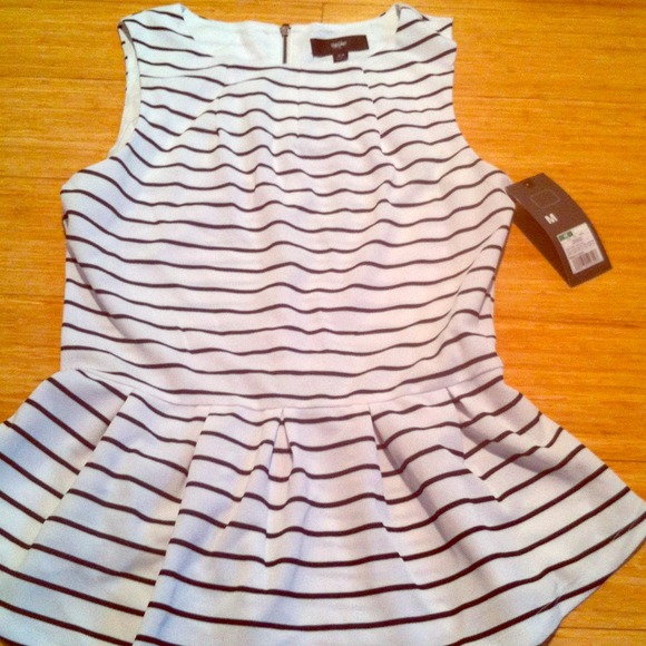 NWT Black and white striped peplum Mossimo tank