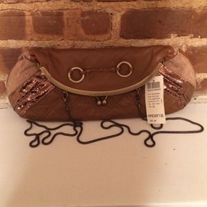 NWT Arden B brown clutch w/ detachable strap