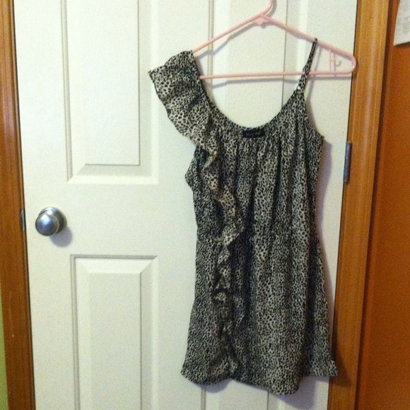 One shoulder cheetah print dress