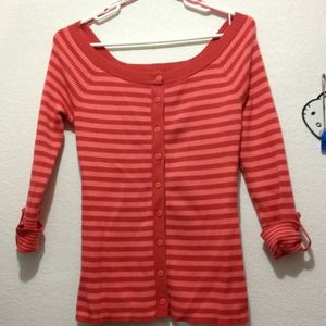 Striped off the shoulder Cardigan Sweater