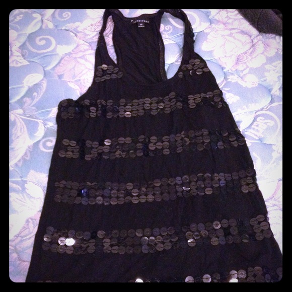 Sequined black tank top