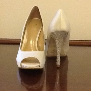 Ivory shoes with rhinestones