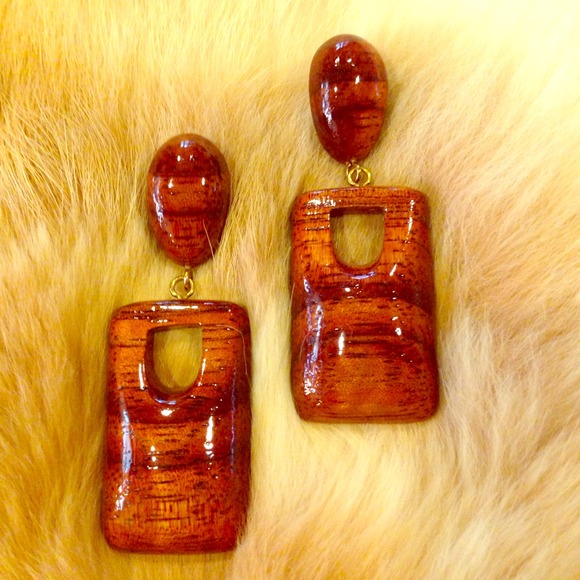 Jewelry - Geometric Wood Earrings From Hawaii