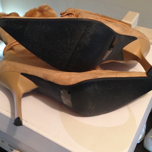 Faux Suede tan boots, cute with jeans or spandex. - Picture 3 of 4
