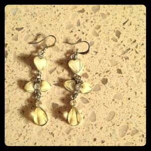 Ivory colored heart shaped earrings
