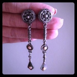 Circle disc dangle earrings