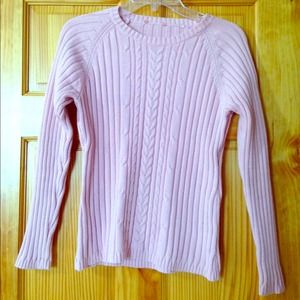 Pink ribbed cable knit sweater