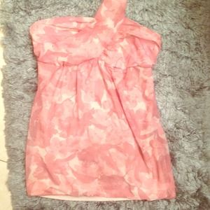 Pink floral one shoulder top