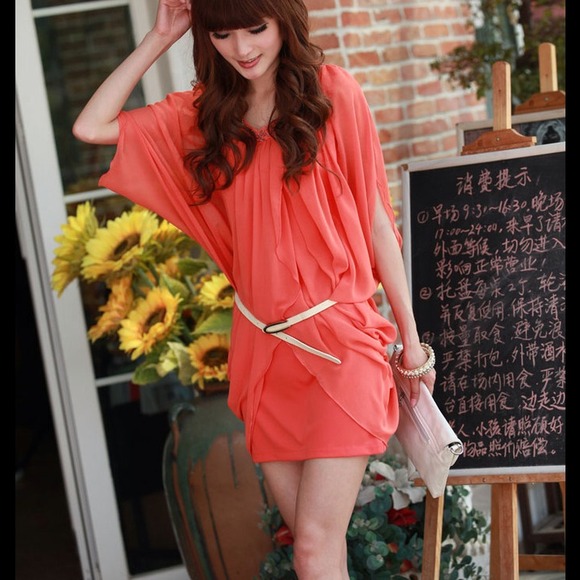 Short sleeve chiffon dress