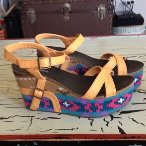 Sold!!Michael Antonio tribal print platform wedges