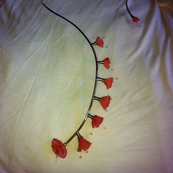 Silver orange flower necklace