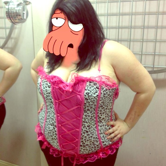 Plus-Size Pink Leopard Lace Bustier