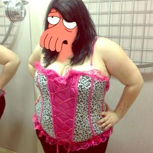 Plus-Size Pink Leopard Lace Bustier