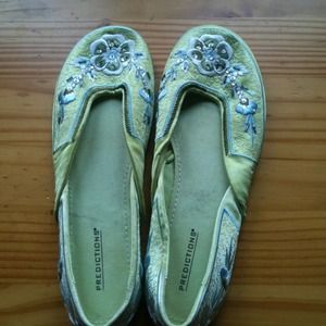 Lime green flats with beading
