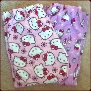 Two adorable hello kitty winter pajama bottoms