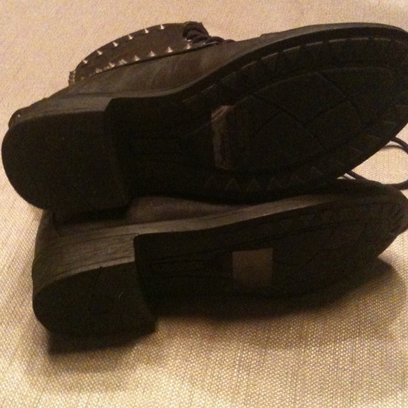 SOLD! Dark Brown Studded Combat Boots - Picture 3 of 3