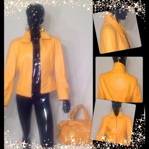 "Yellow Bella" Mustard yellow 100% leather jacket