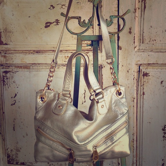 Golden Metallic Michael Kors cross body handbag