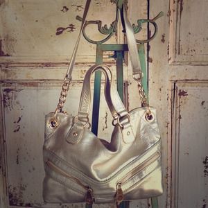 Golden Metallic Michael Kors cross body handbag