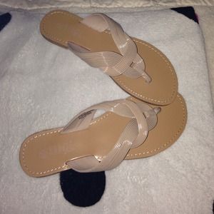 Nude thong sandals
