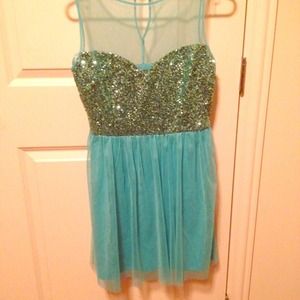 Mint Illusion Sequin Bodice Large dress
