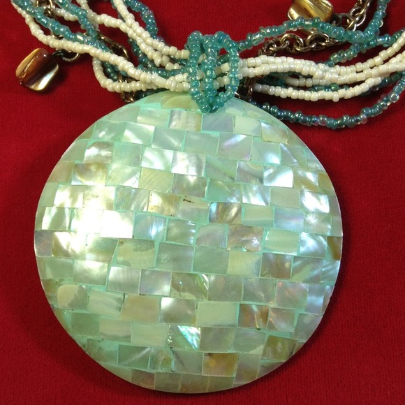 Blue /brown Necklace and pierced earrings - Picture 4 of 4