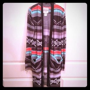 Aztec long sweater cardigan
