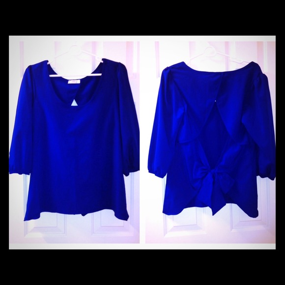 Blue Open Back Blouse