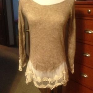 Beige lace high low top