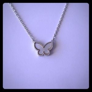 mother of pearl butterfly necklace + earring set