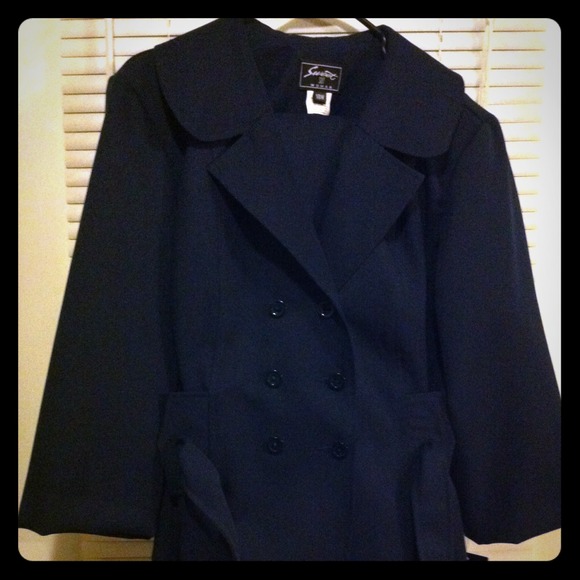 2 piece navy blue suit jacket and skirt